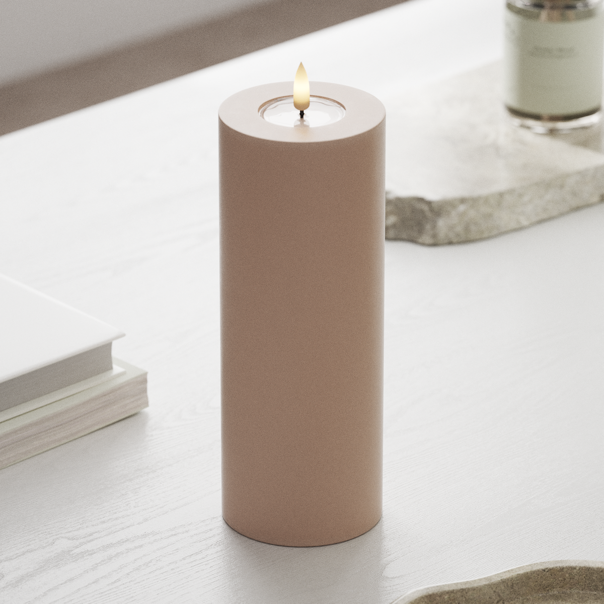 Deluxe Homeart LED Bloklys Ø 7,5 x 20 cm Rose LED bloklys 1