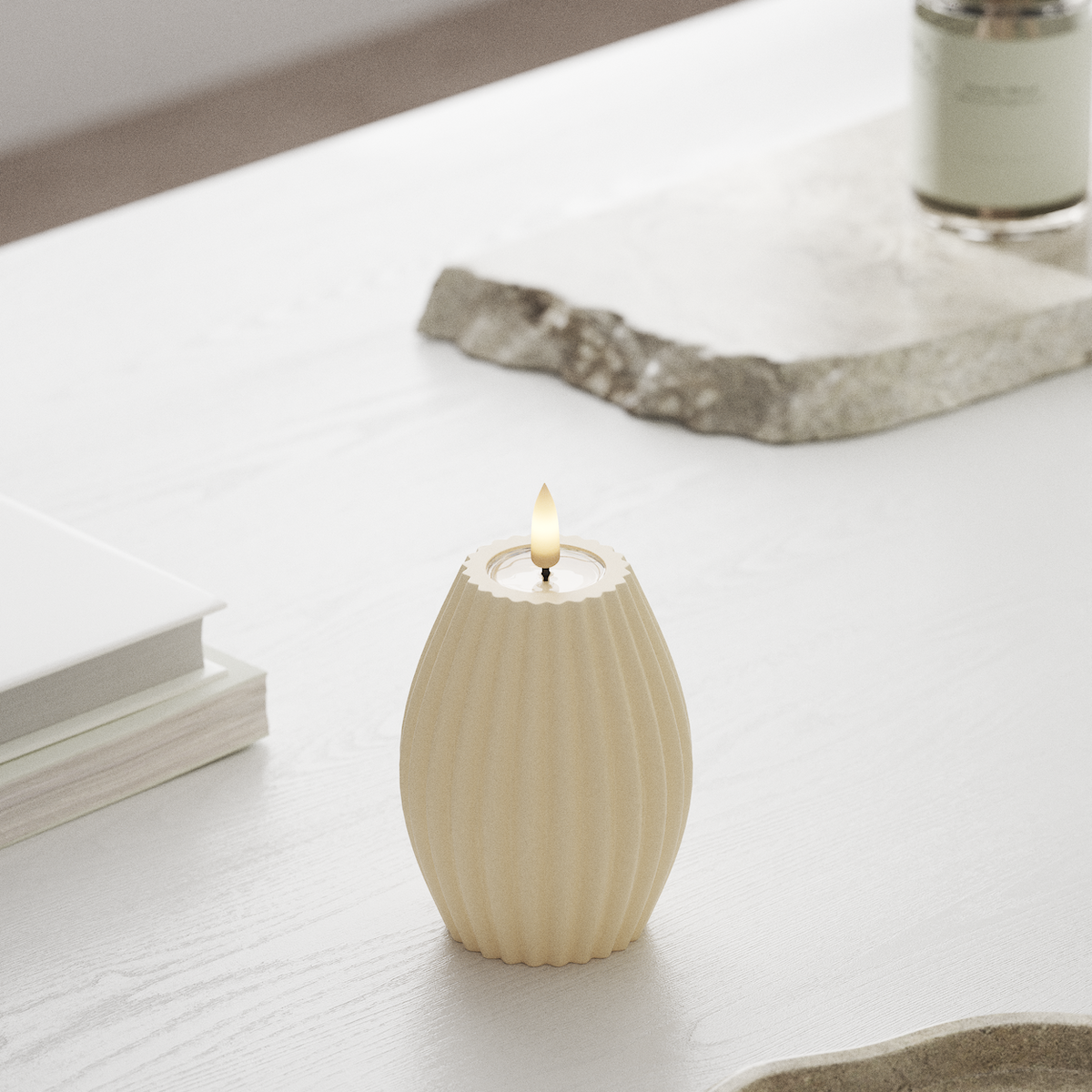 Deluxe Homeart LED Rillelys D 7,5 x H 10 cm Cream LED rillelys 1