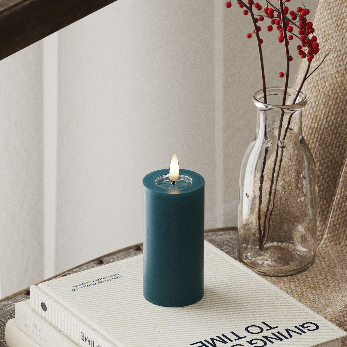 Deluxe Homeart LED Stompkaarsen Ø 5 x 10 cm Petrol LED Stompkaarsen 4