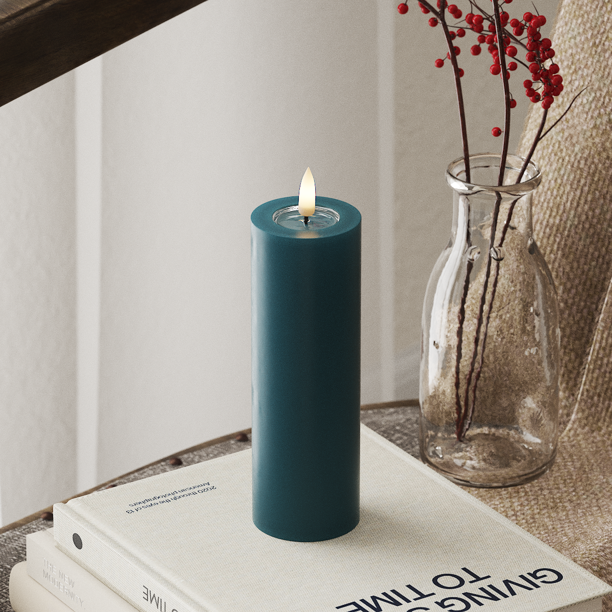 Deluxe Homeart LED Stompkaarsen Ø 5 x 15 cm Petrol LED Stompkaarsen 4