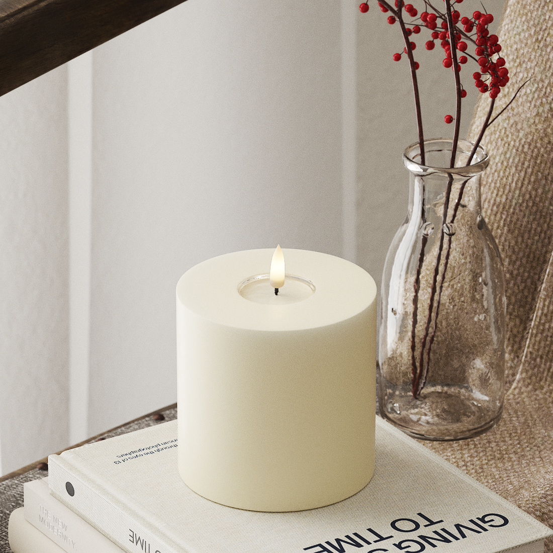 Deluxe Homeart LED Stompkaarsen Ø 10 x 10 cm Cream LED Stompkaarsen 4