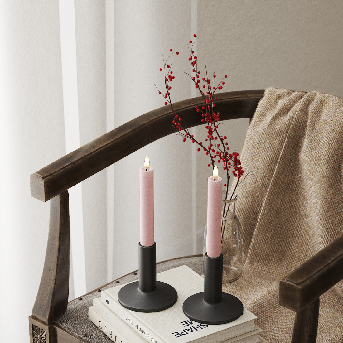 Deluxe Homeart LED Kronelys 2 stk, Ø 2 x 15 cm Lys rosa LED kronelys 4