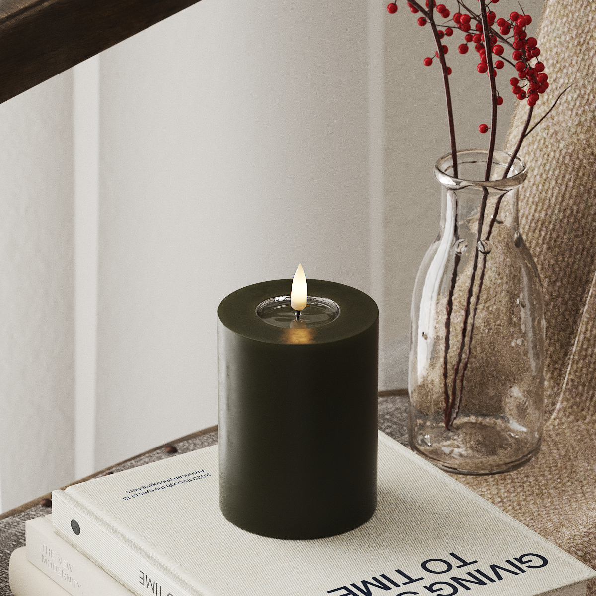 Deluxe Homeart LED Stompkaarsen Ø 7,5 x 10 cm Donkergroen LED Stompkaarsen 4