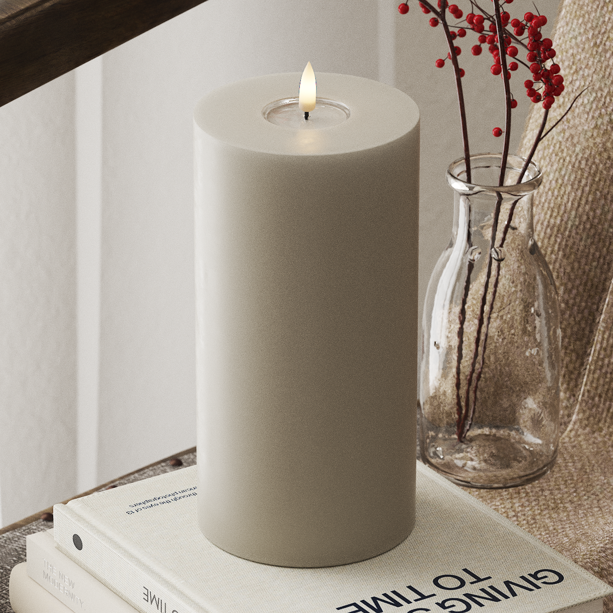 Deluxe Homeart LED Stompkaarsen Ø 10 x 20cm Zand LED Stompkaarsen 4