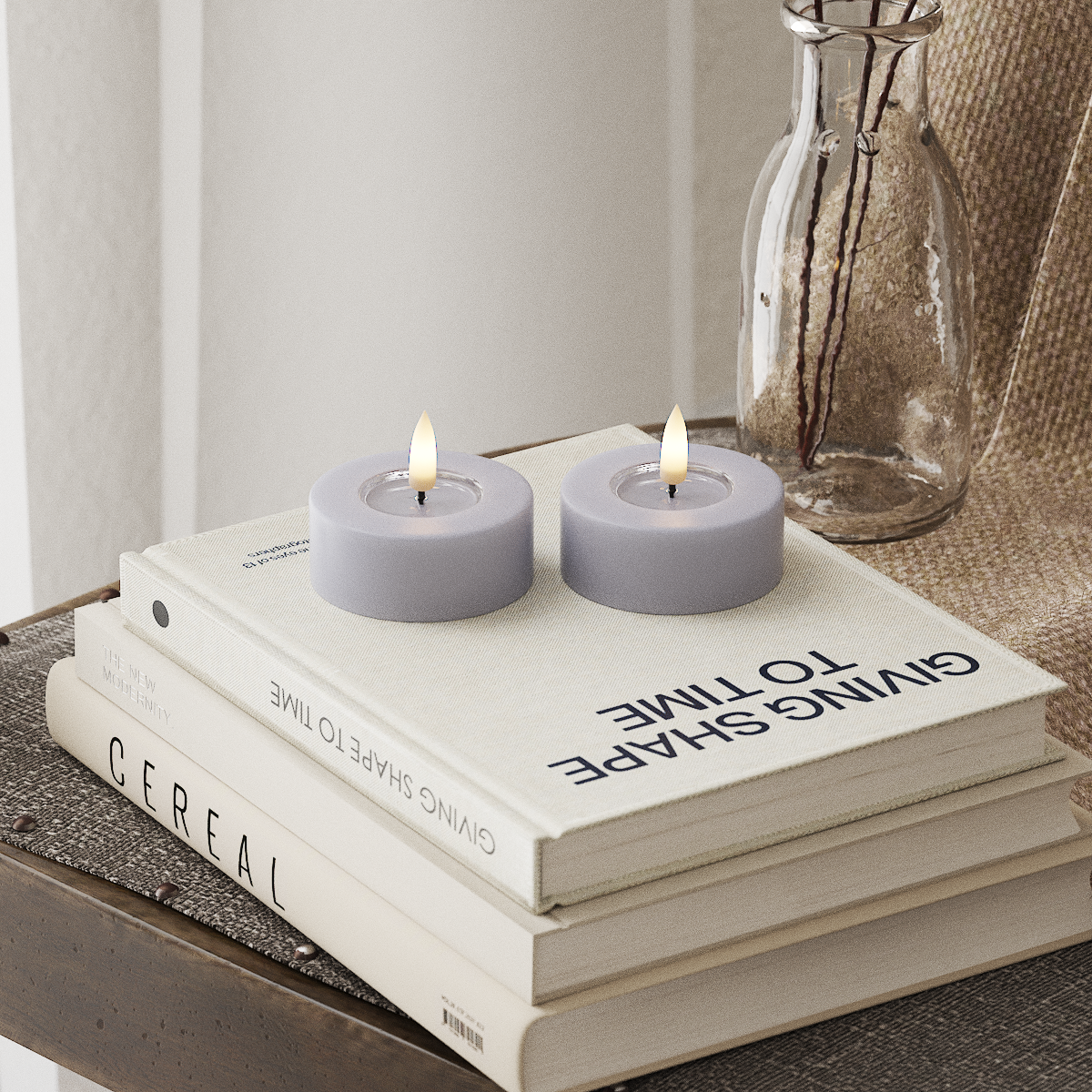 Deluxe Homeart LED Jumbo Fyrfadslys 2 stk. Store Støvet blå LED jumbo fyrfadslys 4