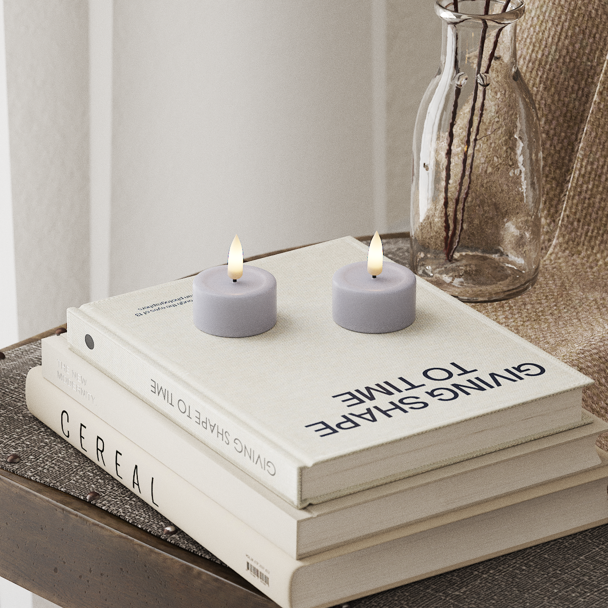 Deluxe Homeart LED Waxinelichtjes 2 stuks Vergrijsd blauw LED Waxinelichtjes 4