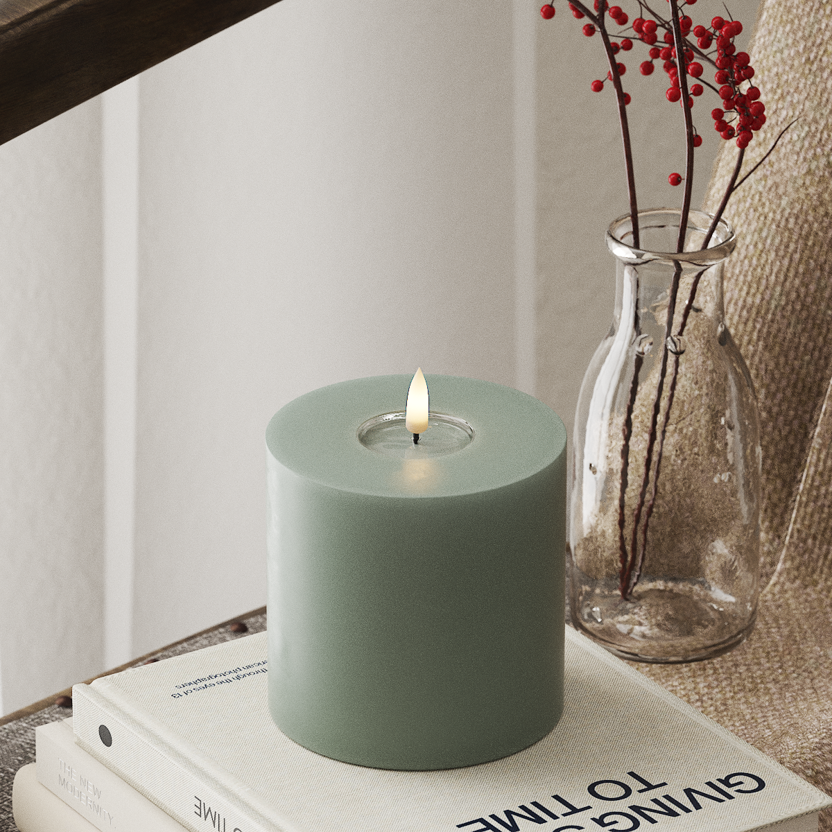 Deluxe Homeart LED Stompkaarsen Ø 10 x 10 cm Saliegroen LED Stompkaarsen 4