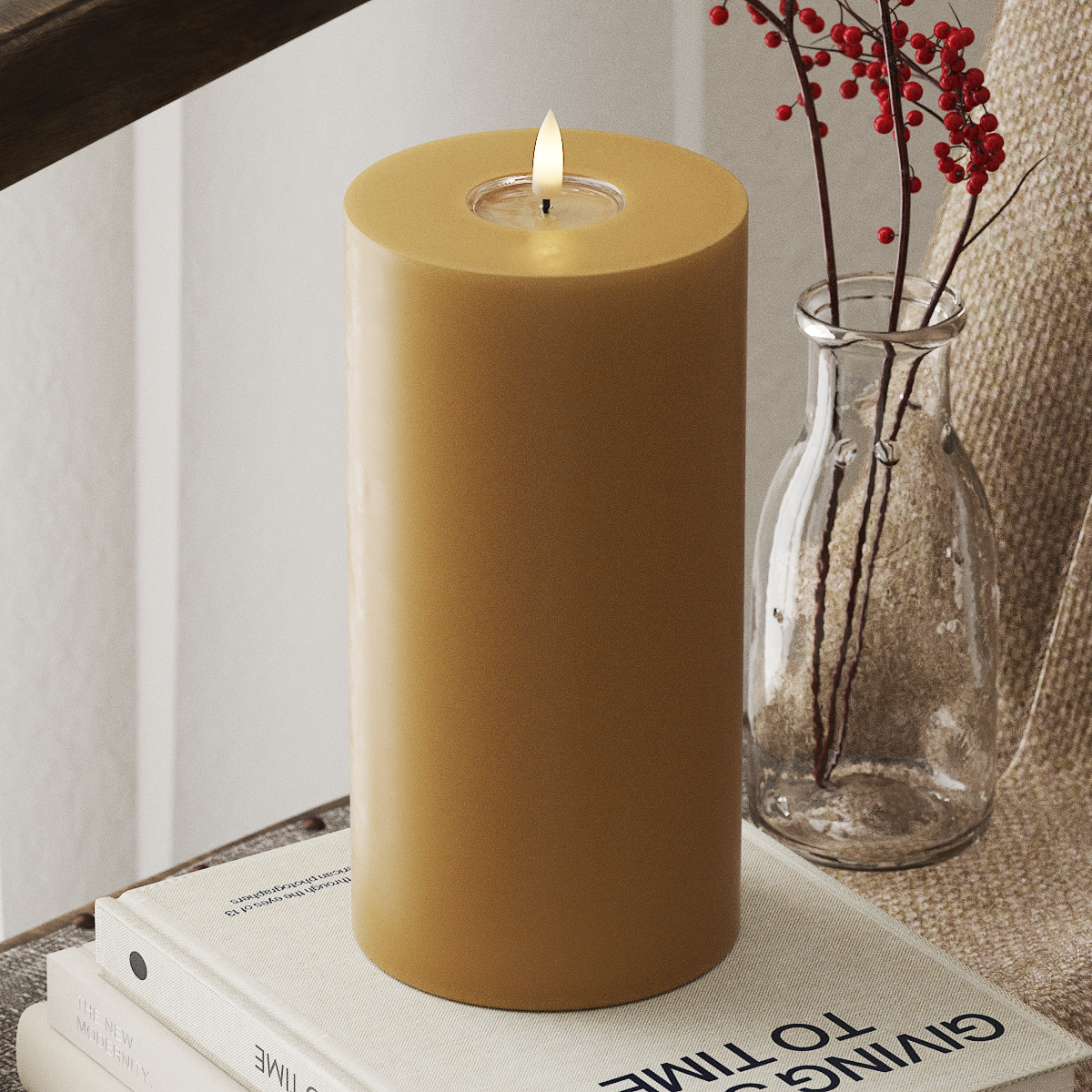 Deluxe Homeart LED Stompkaarsen Ø 10 x 20cm Curry LED Stompkaarsen 4