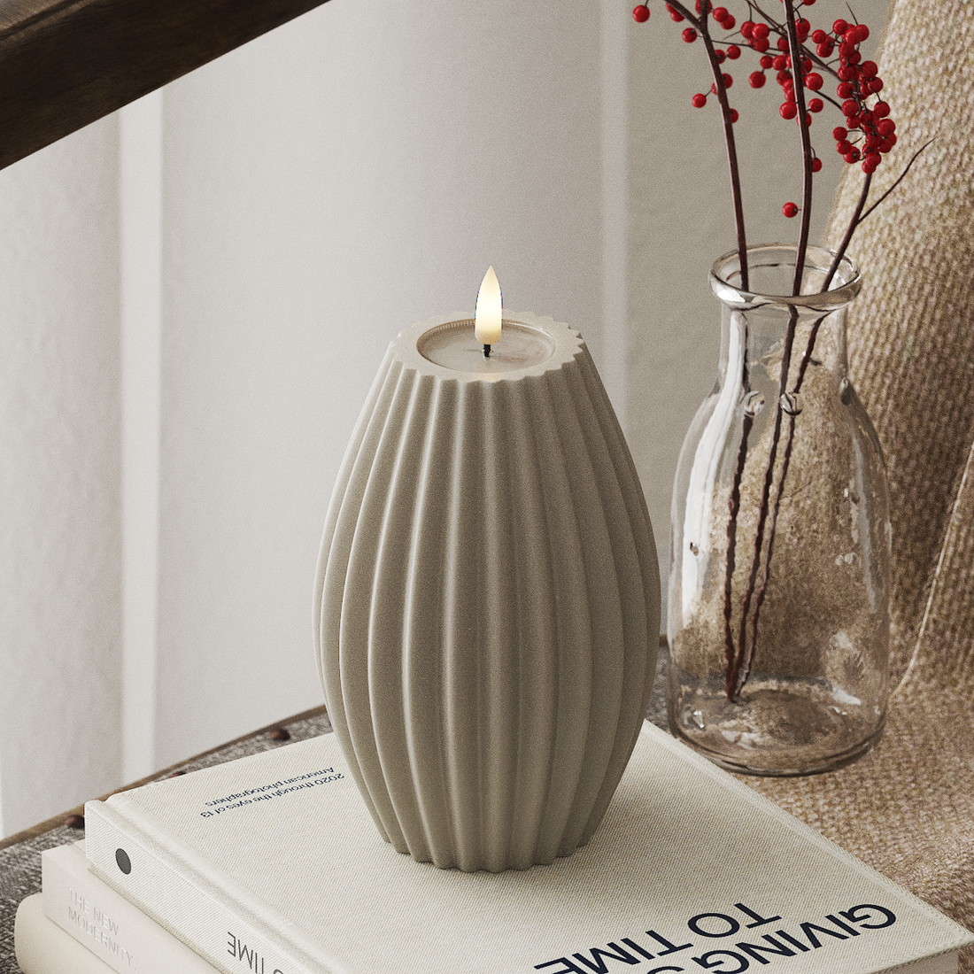 Deluxe Homeart LED Rilleljus D 10 x H 15 cm Sand LED Rilleljus 4