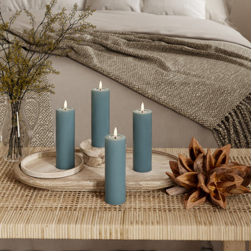 LED Stompkaarsen Ø 5 x 15 cm Jadegroen + 4 pc's