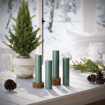 LED Stompkaarsen Ø 5 x 20 cm Jadegroen - 4 pc's