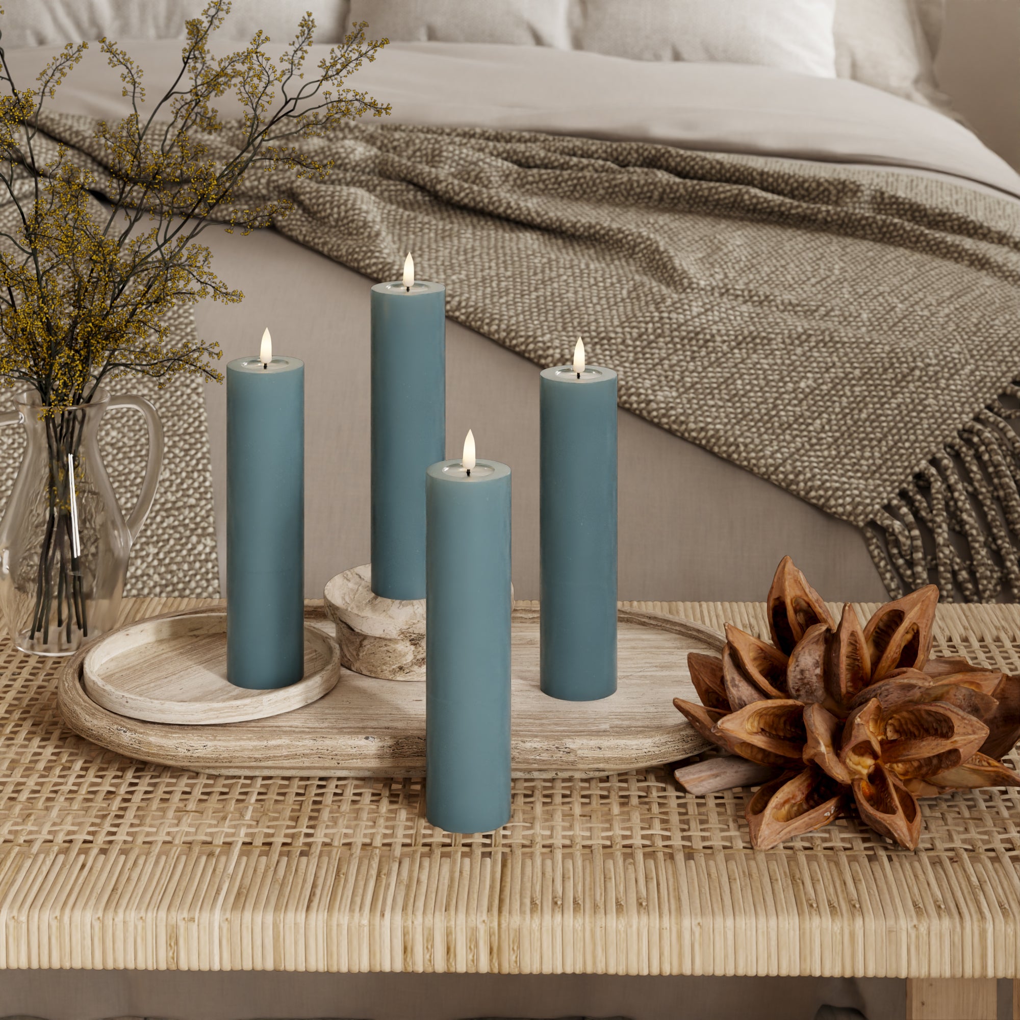 LED Stompkaarsen Ø 5 x 20 cm Jadegroen - 4 pc's