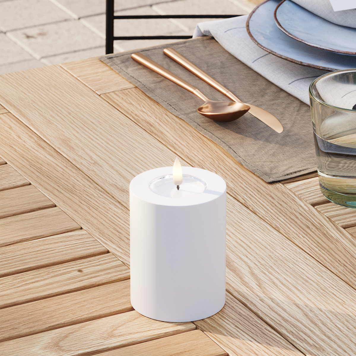 Deluxe Homeart Buiten LED Stompkaarsen Ø 7,5 x 10cm Wit LED buitenlicht Stompkaarsen 3