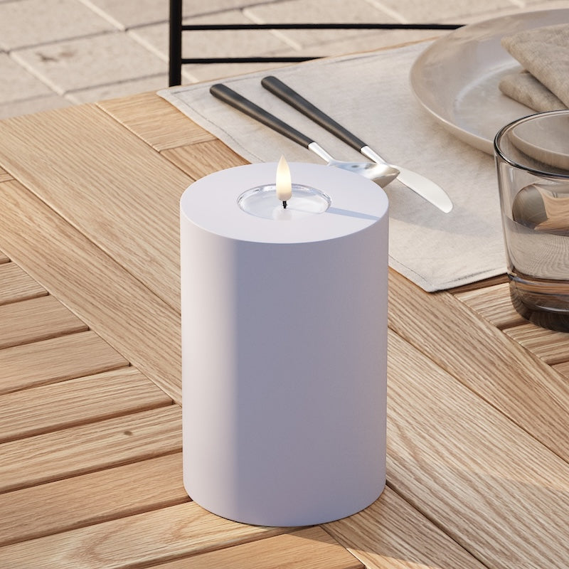 Deluxe Homeart Buiten LED Stompkaarsen Ø 10 x 15cm Vergrijsd blauw