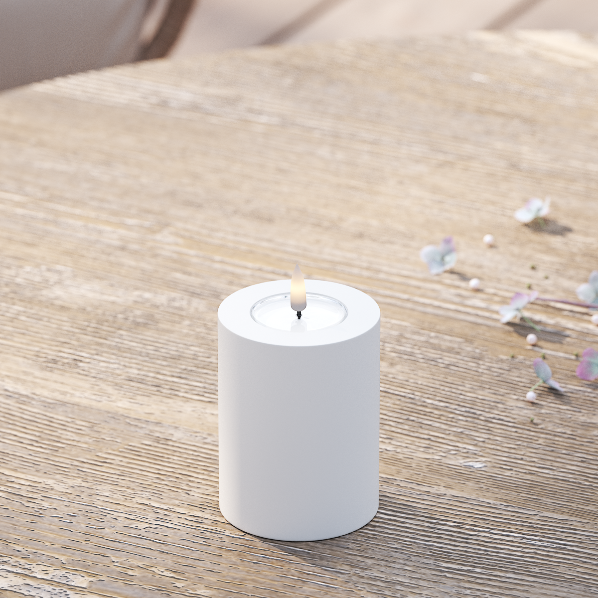 Deluxe Homeart Buiten LED Stompkaarsen Ø 7,5 x 10cm Wit LED buitenlicht Stompkaarsen 2