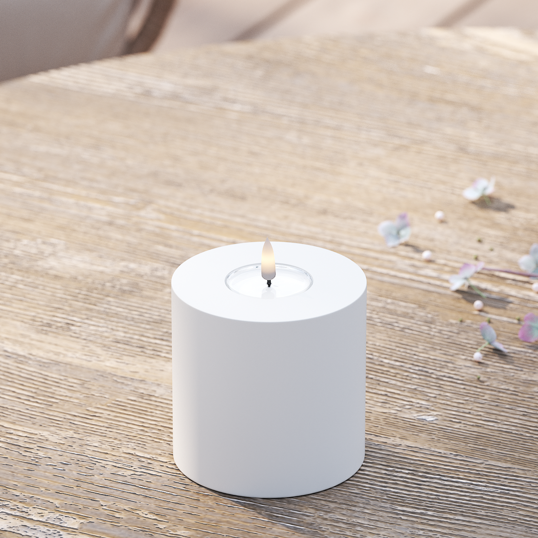 Deluxe Homeart Buiten LED Stompkaarsen Ø 10 x 10 cm Wit LED buitenlicht Stompkaarsen 2