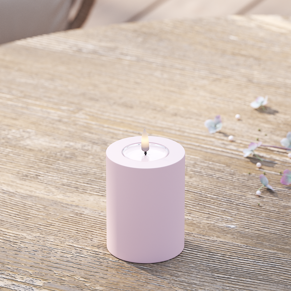 Deluxe Homeart Buiten LED Stompkaarsen Ø 7,5 x 10cm Vergrijsd rood LED buitenlicht Stompkaarsen 2