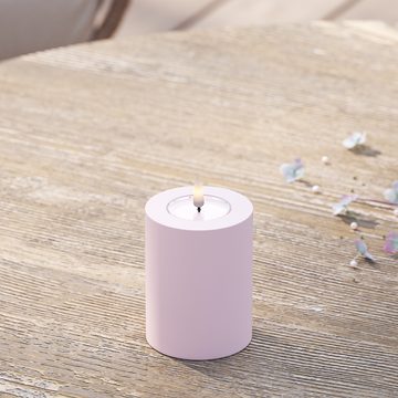 Deluxe Homeart Buiten LED Stompkaarsen Ø 7,5 x 10cm Vergrijsd rood LED buitenlicht Stompkaarsen 2