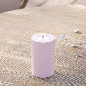 Deluxe Homeart Buiten LED Stompkaarsen Ø 7,5 x 12,5 cm Vergrijsd rood LED buitenlicht Stompkaarsen 2