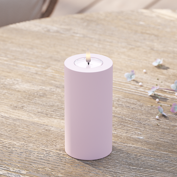 Deluxe Homeart Buiten LED Stompkaarsen Ø 7,5 x 15 cm Vergrijsd rood LED buitenlicht Stompkaarsen 2