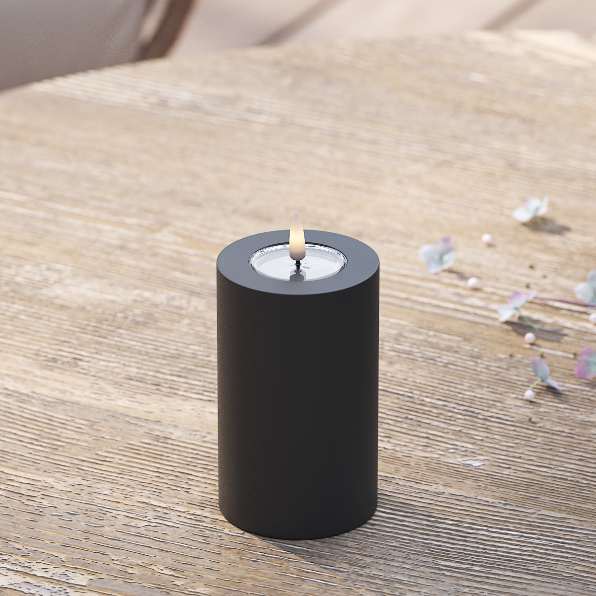 Deluxe Homeart Buiten LED Stompkaarsen Ø 7,5 x 12,5 cm Zwart LED buitenlicht Stompkaarsen 2