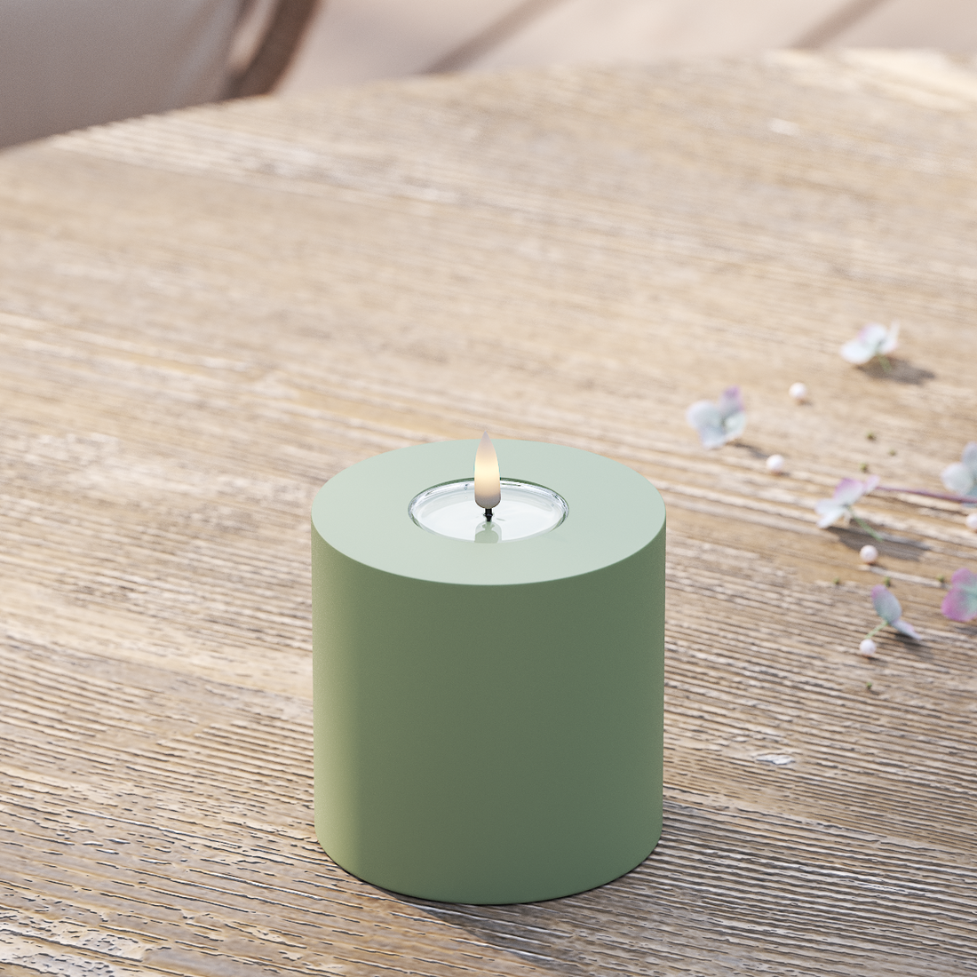 Deluxe Homeart Φωτιστικό μπλοκ LED εξωτερικού χώρου Ø 10 x 10 cm Ξεθωριασμένο πράσινο Φως μπλοκ εξωτερικού φωτός LED 2