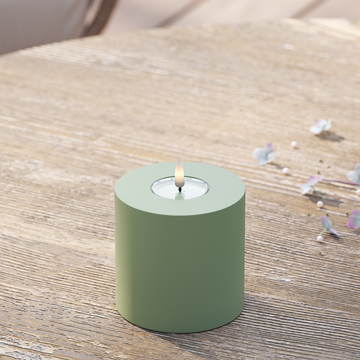 Deluxe Homeart Buiten LED Stompkaarsen Ø 10 x 10 cm Vergrijsd groen LED buitenlicht Stompkaarsen 2