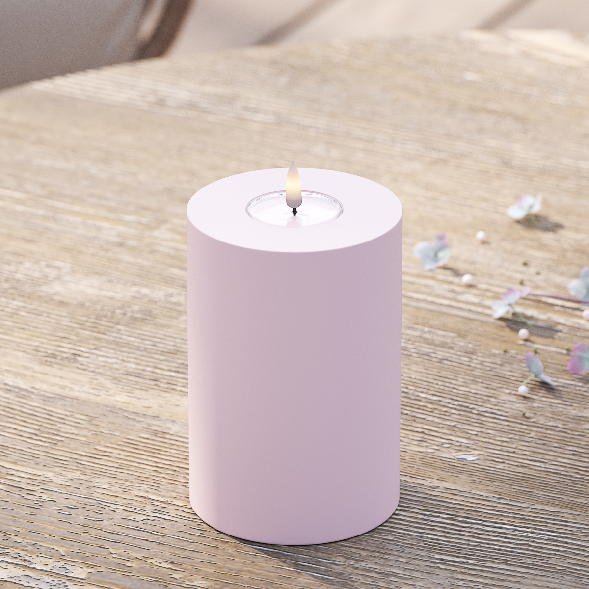 Deluxe Homeart Buiten LED Stompkaarsen Ø 10 x 15cm Vergrijsd rood LED buitenlicht Stompkaarsen 2