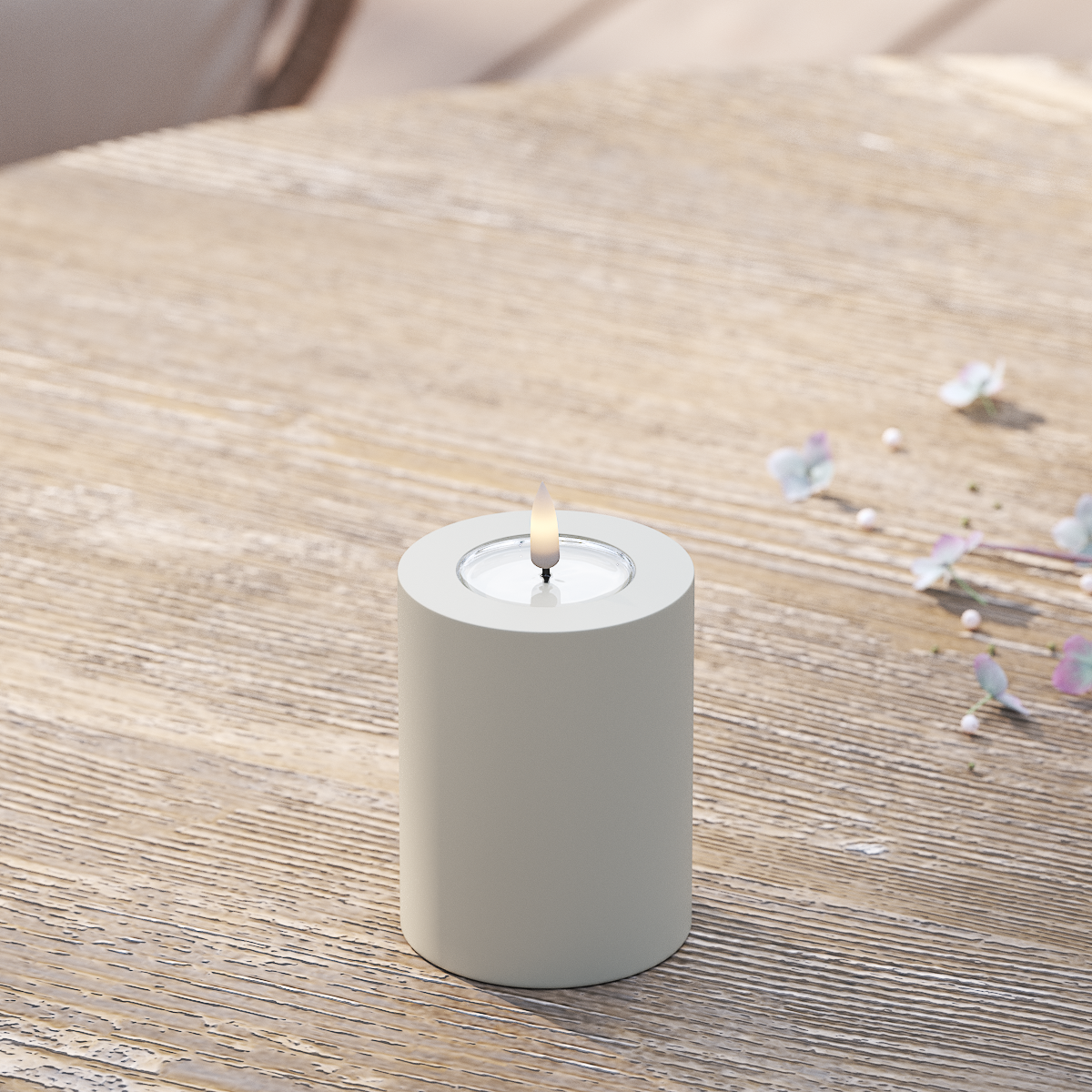 Deluxe Homeart Buiten LED Stompkaarsen Ø 7,5 x 10cm Zand LED buitenlicht Stompkaarsen 2