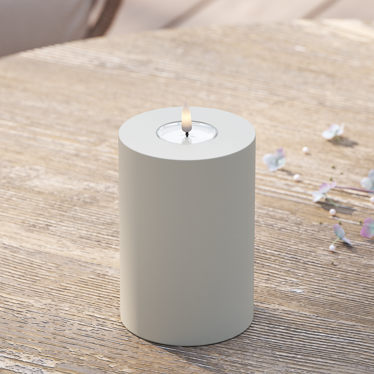 Deluxe Homeart Buiten LED Stompkaarsen Ø 10 x 15cm Zand LED buitenlicht Stompkaarsen 2