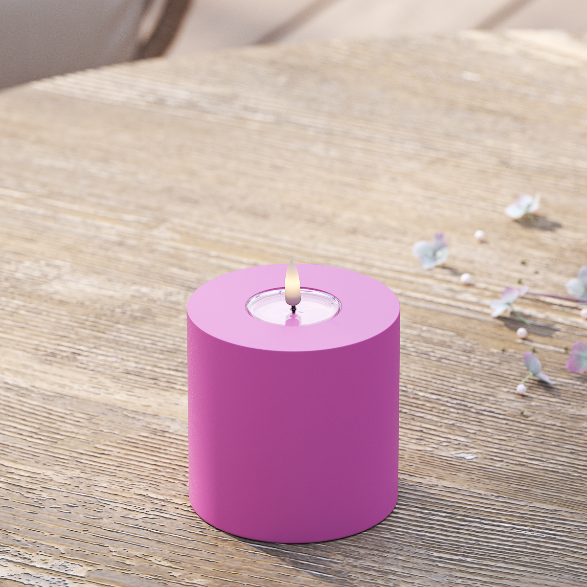 Deluxe Homeart Buiten LED Stompkaarsen Ø 10 x 10 cm Magenta LED buitenlicht Stompkaarsen 2