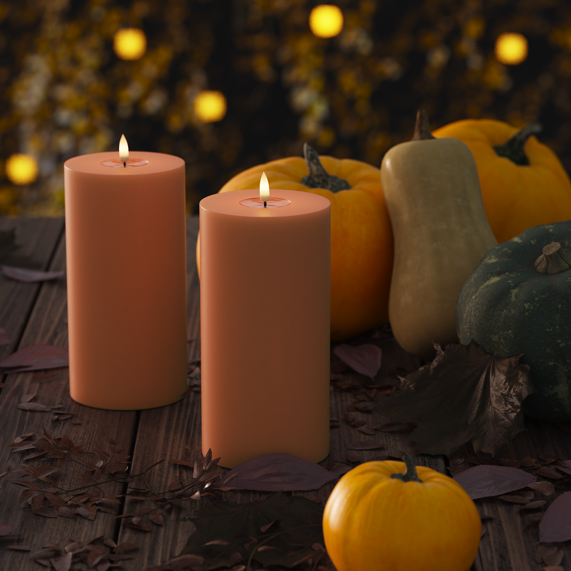 LED Stompkaarsen Ø 10 x 20 cm Oranje - 2 pc's