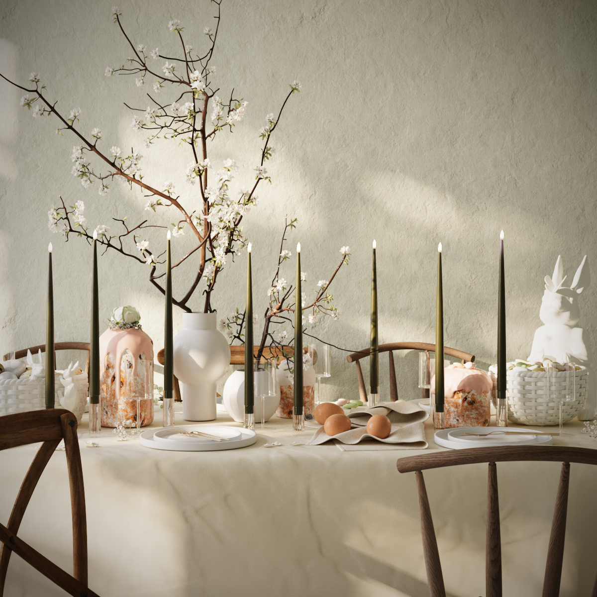 Deluxe Homeart LED Kertelys pakke - Mørkegrøn - 8 stk 38 cm kertelys pakke 1