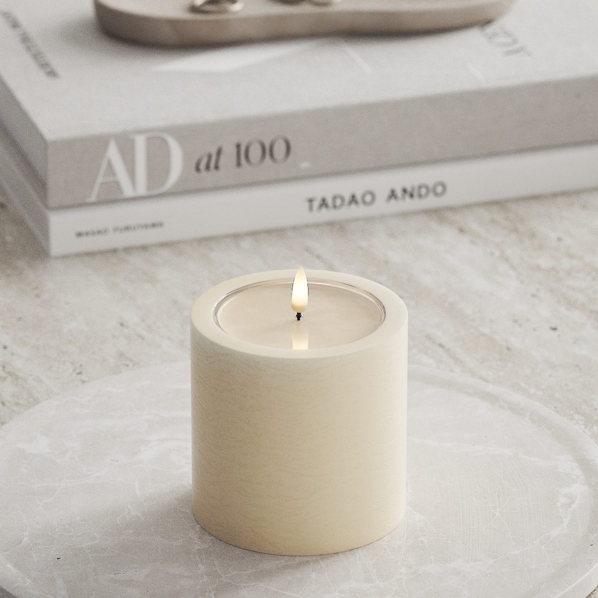 Deluxe Homeart Unique LED Stompkaarsen D 10 x 10 cm Cream unique Stompkaarsen 1