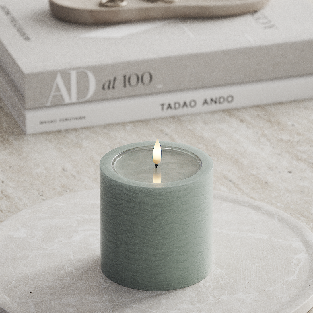 Deluxe Homeart Unique LED Blockljus D 10 x 10 cm Salviagrön unique Blockljus 3