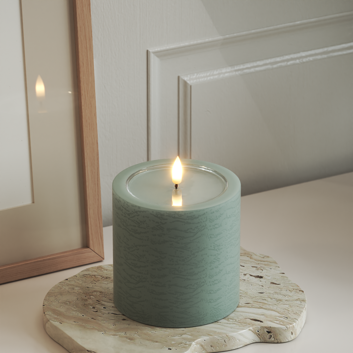Deluxe Homeart Unique LED Stompkaarsen D 10 x 10 cm Saliegroen unique Stompkaarsen 3