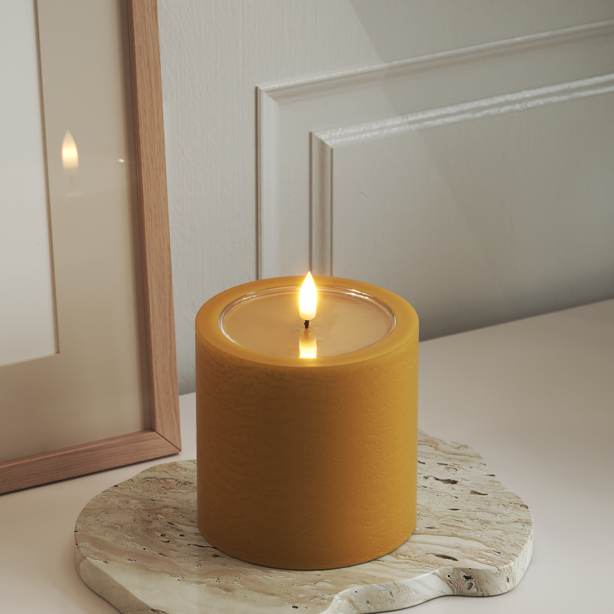 Deluxe Homeart Unique LED Stompkaarsen D 10 x 10 cm Curry unique Stompkaarsen 3
