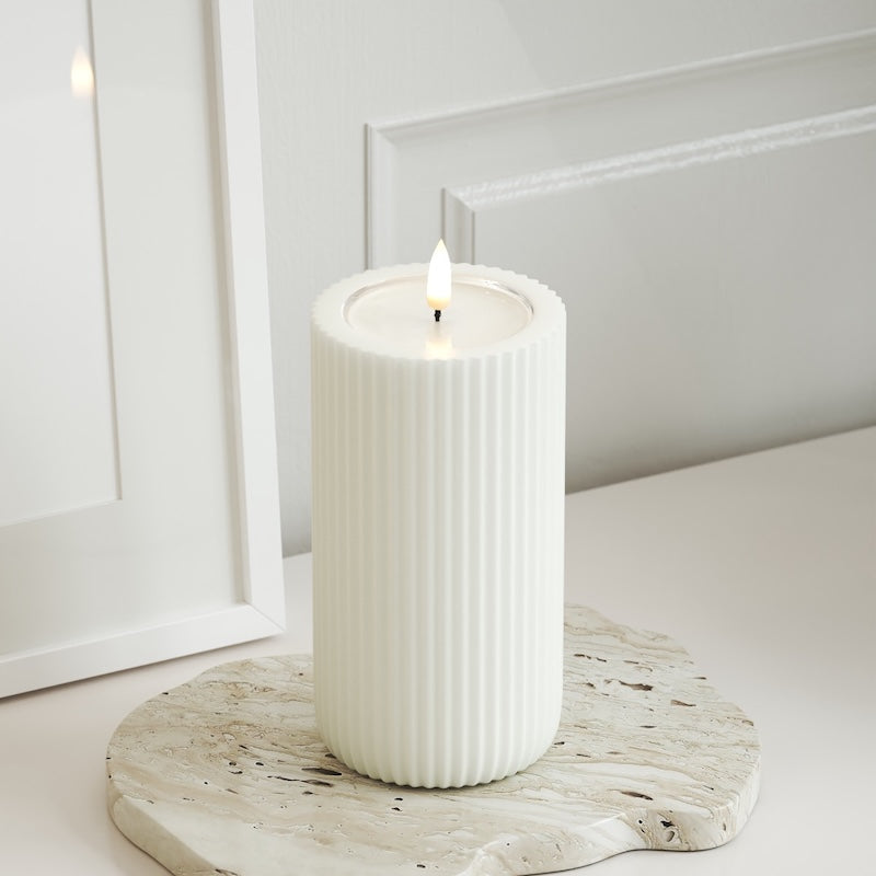 Unique Candles Unique LED Ribbelkaarsen D8 x 15 cm Wit